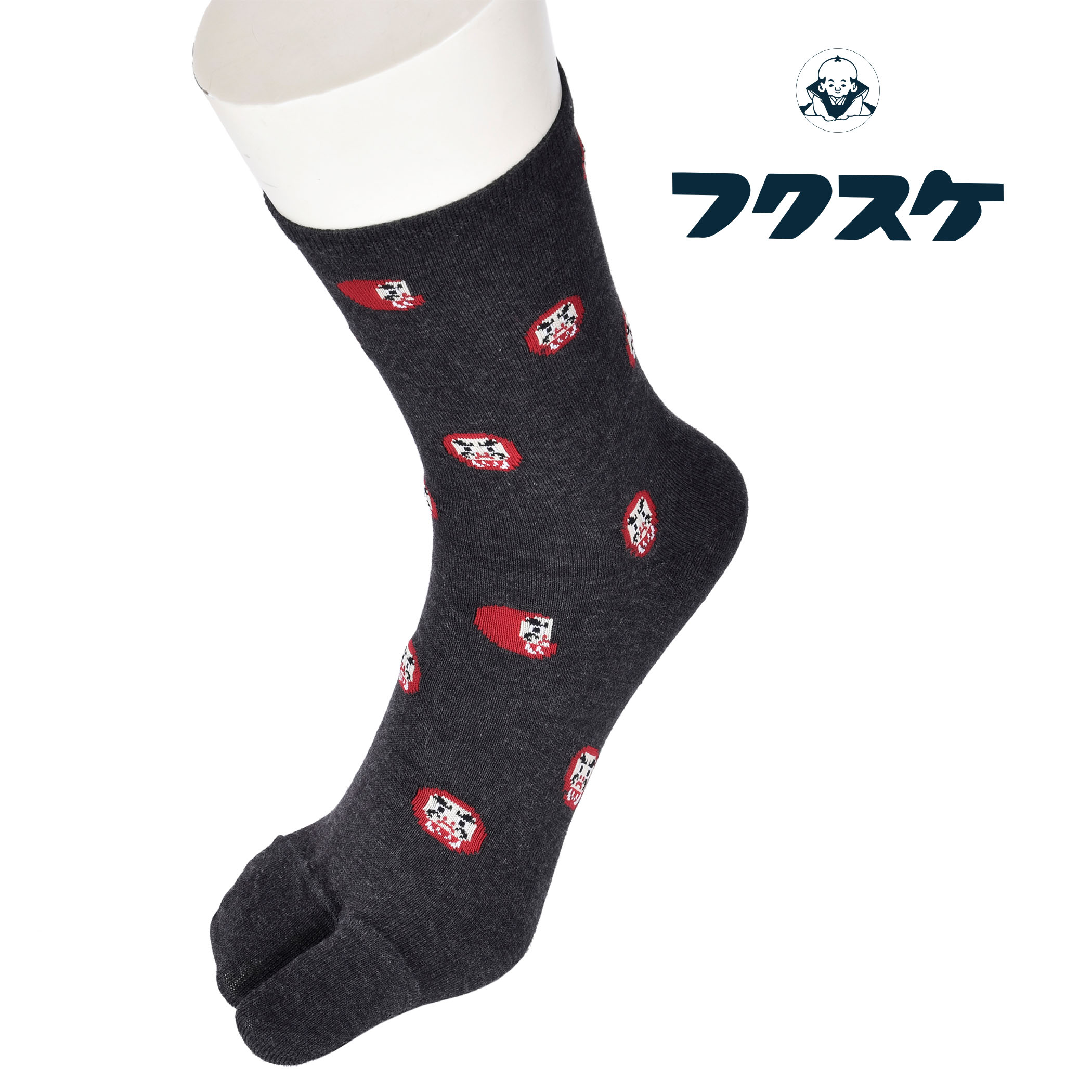 fukuske だるま柄 足袋型 クルー丈 ソックス