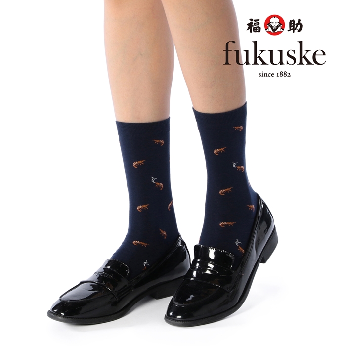 fukuske 海老柄 クルー丈 ソックス