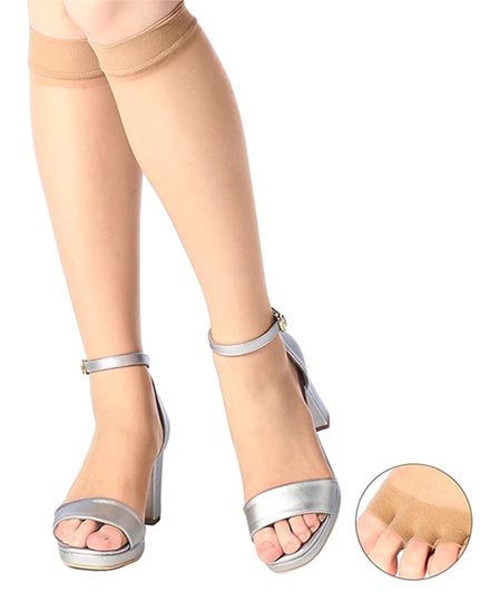 つま先無しひざ下のショートストッキング