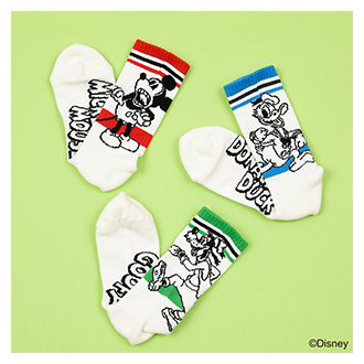 Disney (ディズニー) “ドナルド” “グーフィー” “ミッキー” “くまのプーさん” リブ クルー丈