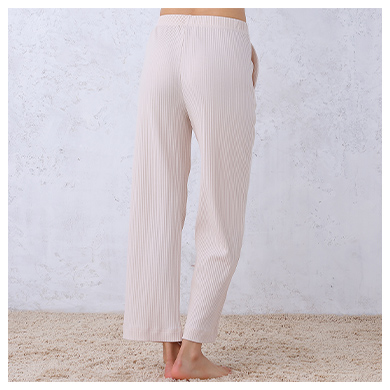 レディース fukuske INTIMATE 綿混 リブ ロングパンツ