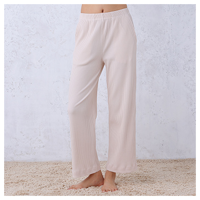 レディース fukuske INTIMATE 綿混 リブ ロングパンツ