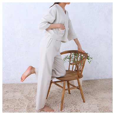 レディース fukuske INTIMATE 綿混 ロングパンツ