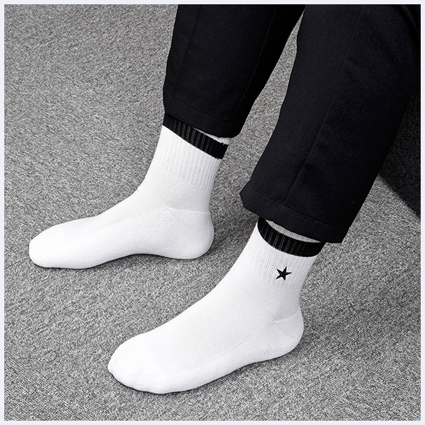 メンズ agnes b. アニエスベー ラインスター クルー丈 ソックス