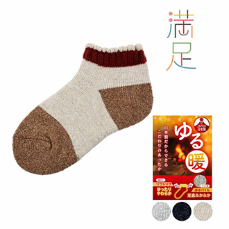 靴下 スニーカー丈 レディース 満足 バイカラー無地 履き口ソフトリブ 厚手パイル 日本製 3245-895 婦人 女性 フクスケ fukuske