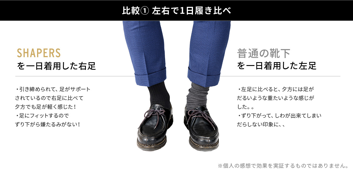 比較① 左右で1日履き比べ