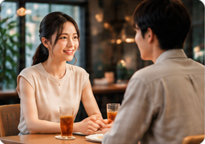 デートにおすすめのインナーを着た女性