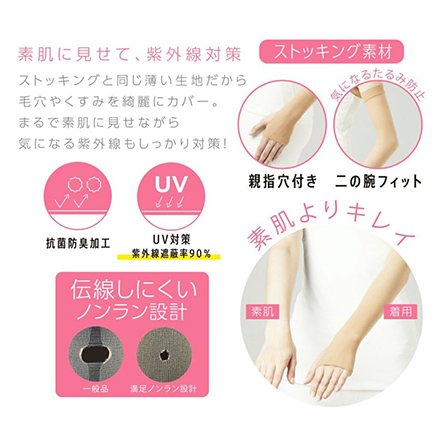 レディース 満足 ノンラン 親指穴付き アームカバー