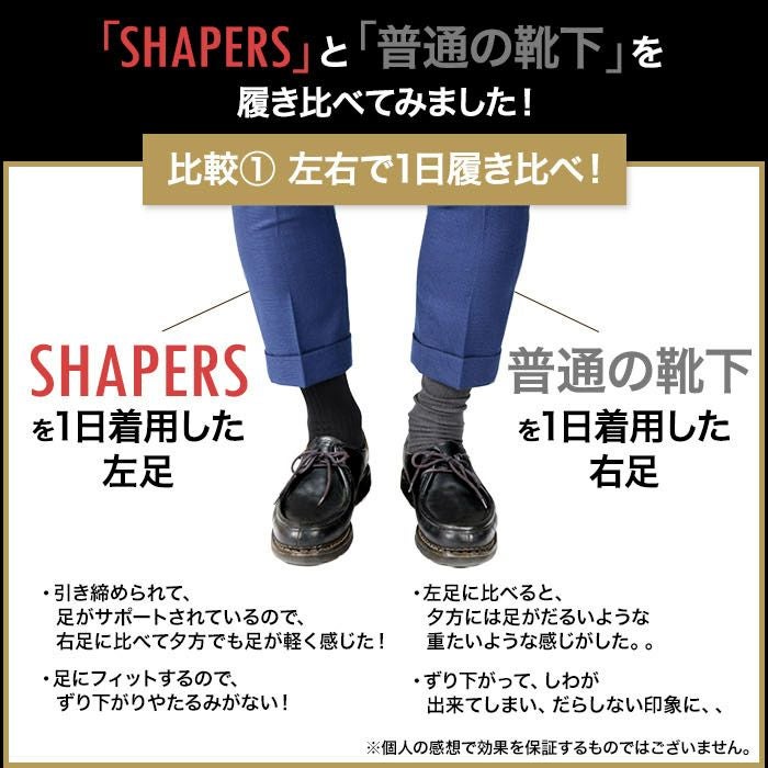 SHAPERS for MEN (シェーパーズ)】 着圧靴下 リブ 無地 ハイソックス丈