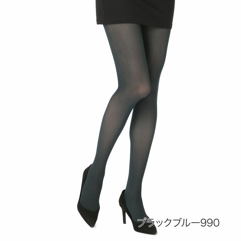 レディースタイツフェイクカラーリブ