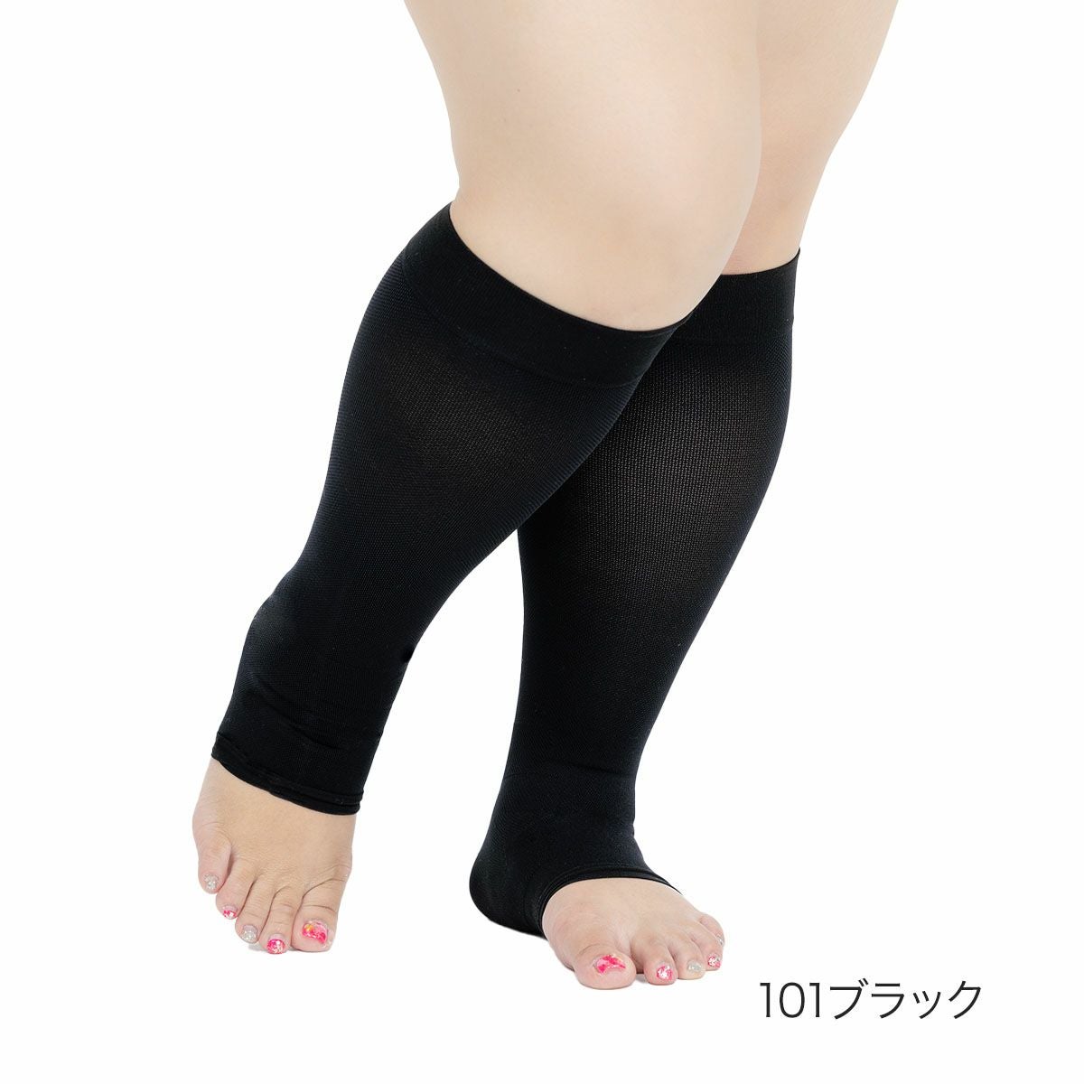 momoske：着圧ハイソックス おやすみソックス 33㎝丈 無地 配色 段階着