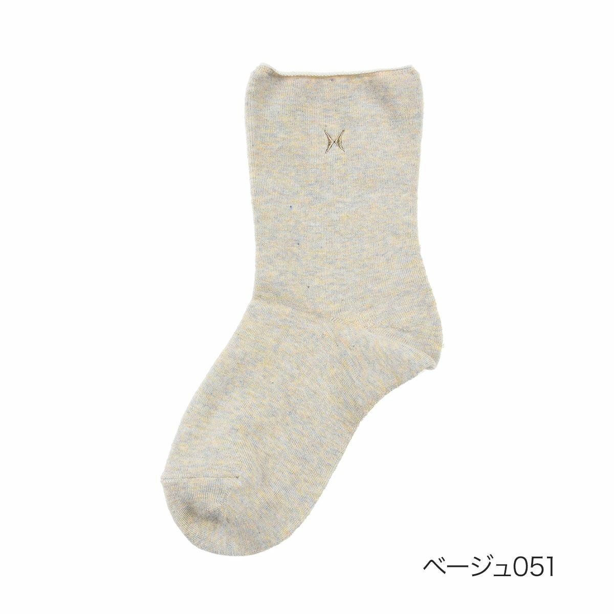 HANAEMORI(ハナエモリ)】 靴下 片面刺しゅう クルー丈 ゆったり