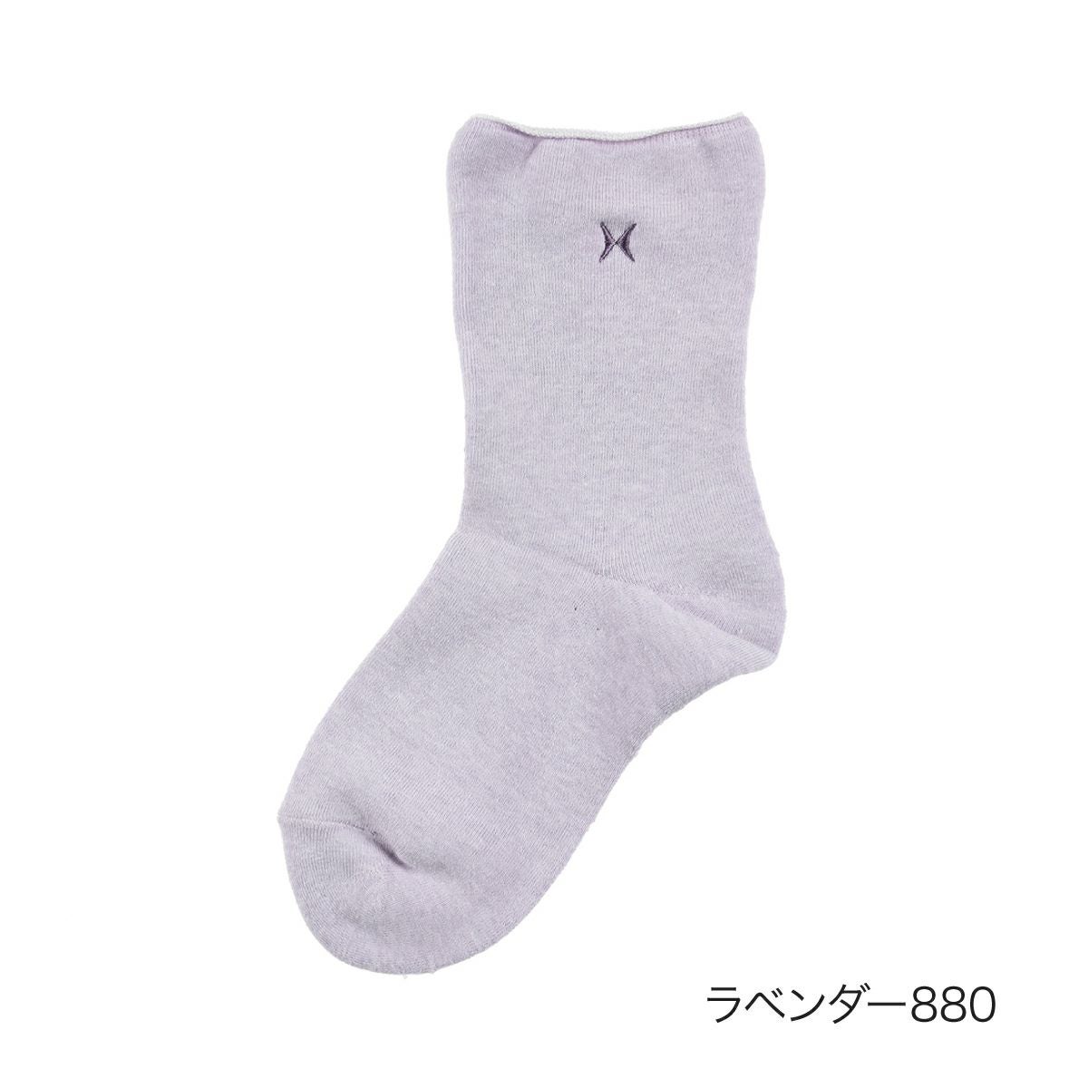 HANAEMORI(ハナエモリ)】 靴下 片面刺しゅう クルー丈 ゆったり