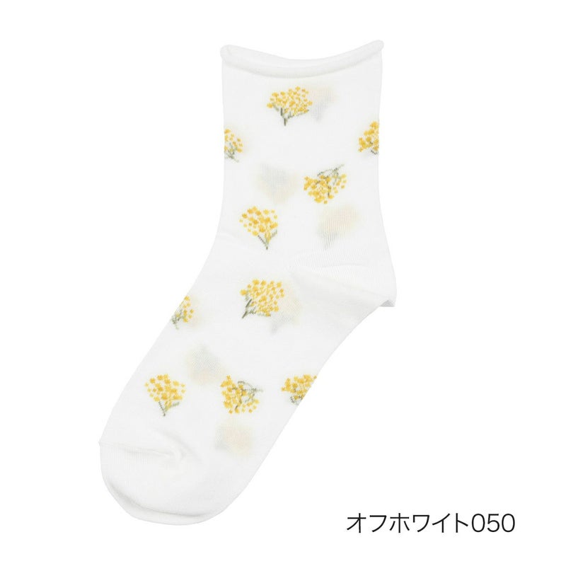 【マッキントッシュフィロソフィー】靴下ミモザ柄クルー丈(3107-202)