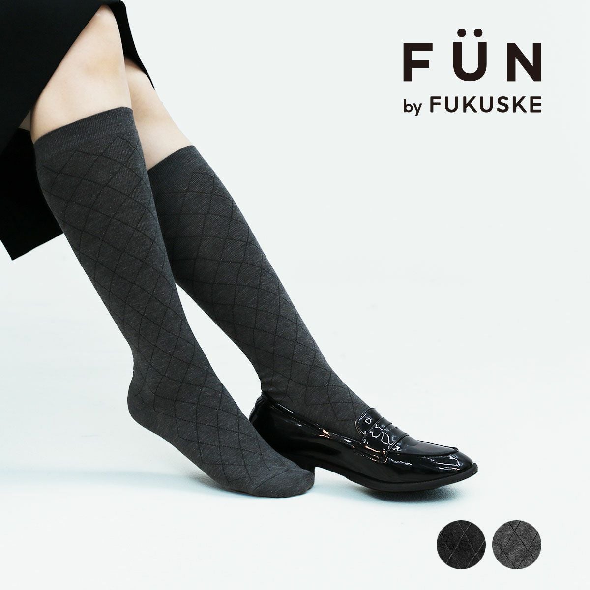 fukuske FUN(フクスケファン)】 靴下 キレイ見え ダイヤ柄