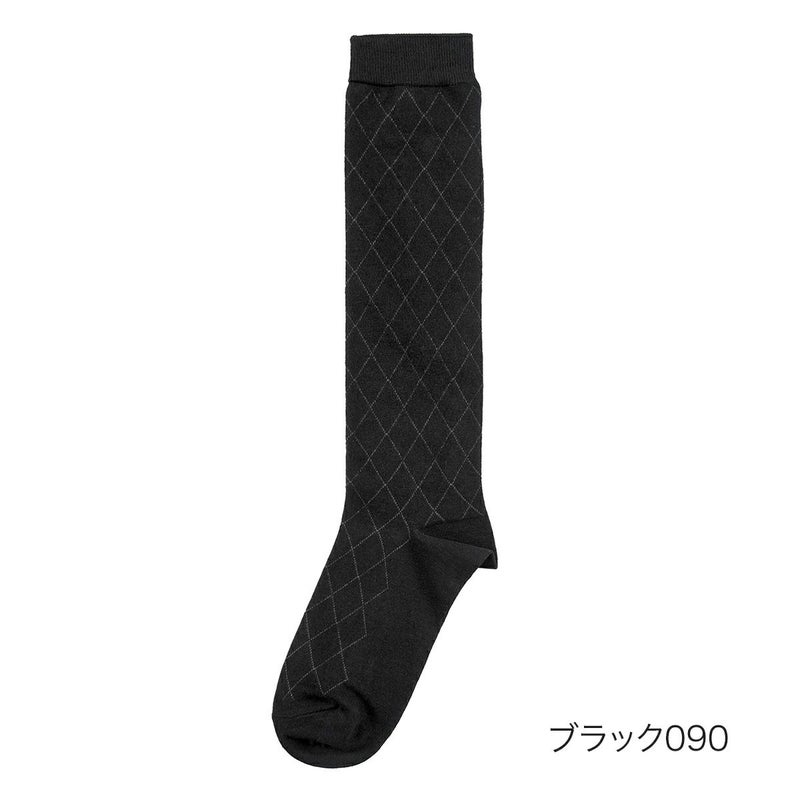 【fukuskeFUN(フクスケファン)】靴下キレイ見えダイヤ柄ハイソックス丈(4362-33N)
