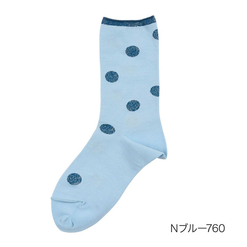 【fukuske(フクスケ)：TheSpiritofmottainai】靴下ラメドット柄クルー丈(3163-233)