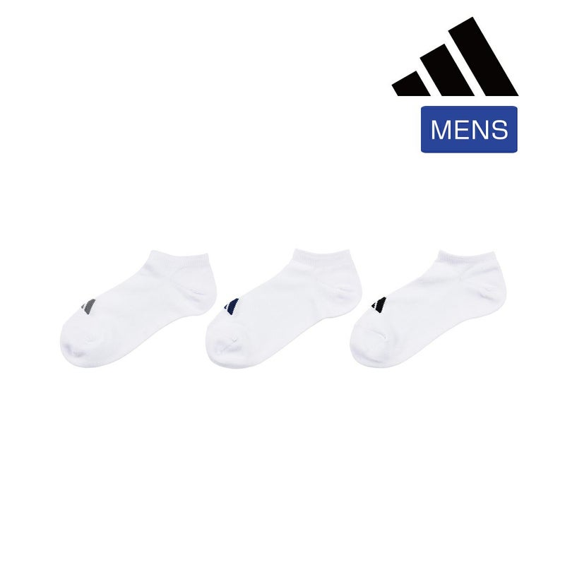 【アディダス】3足組靴下DEO無地ワンポイントスニーカー丈つま先かかと補強(06085W)