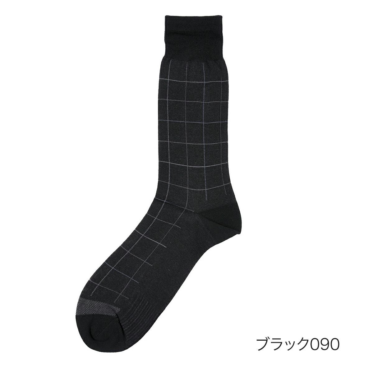 チェックの靴下 満足】 靴下 冷感 チェック柄 クルー丈 消臭抗菌防臭(33975W) | 柄