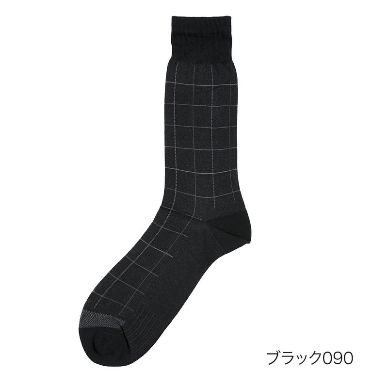 【満足】靴下冷感チェック柄クルー丈消臭抗菌防臭(33975W)