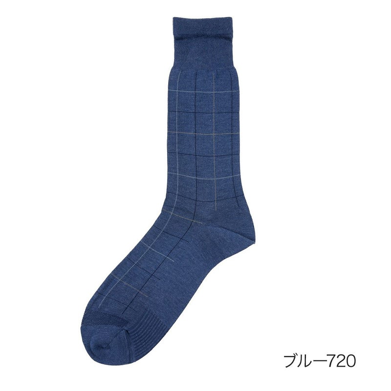 【満足】靴下冷感チェック柄クルー丈消臭抗菌防臭(33975W)