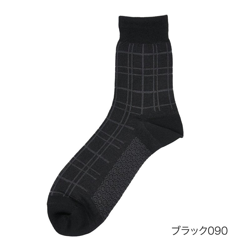 【満足】靴下冷感チェック柄ハーフ丈消臭抗菌防臭(33979W)