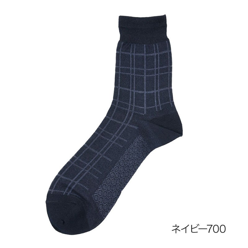 【満足】靴下冷感チェック柄ハーフ丈消臭抗菌防臭(33979W)