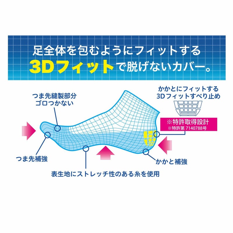 【fukuskeFUN(フクスケファン)】靴下脱げないだけじゃない無地深履きカバーつま先かかと補強(3F751WV)