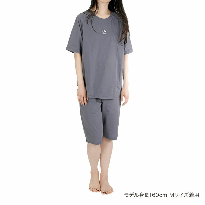 Colantotte(コラントッテ)：ACTIVE上下セット ルームウェア 無地 ワンポイント 上下セット ラグラン半袖 ハーフパンツ ストレッチメッシュ ウエストシャーリング(調節ひも有)(HRT-6001)