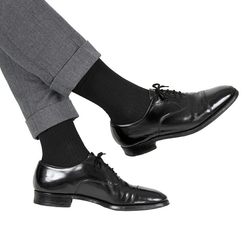 fukuske5足組 靴下 無地 リブ クルー丈 日本製(155N58A7)