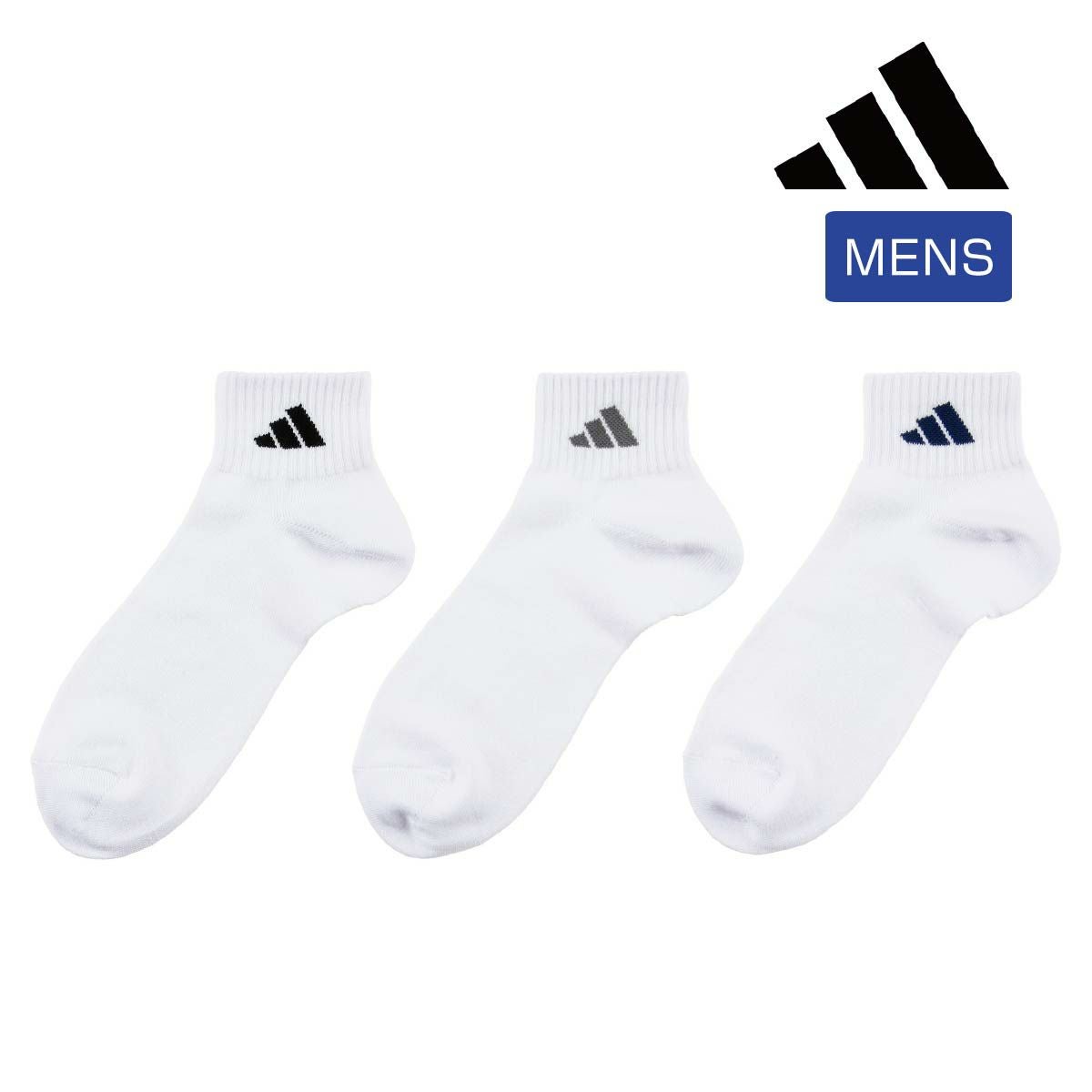 adidas(アディダス)】3足組 靴下 DEO 無地 ロゴ ショート丈 消臭
