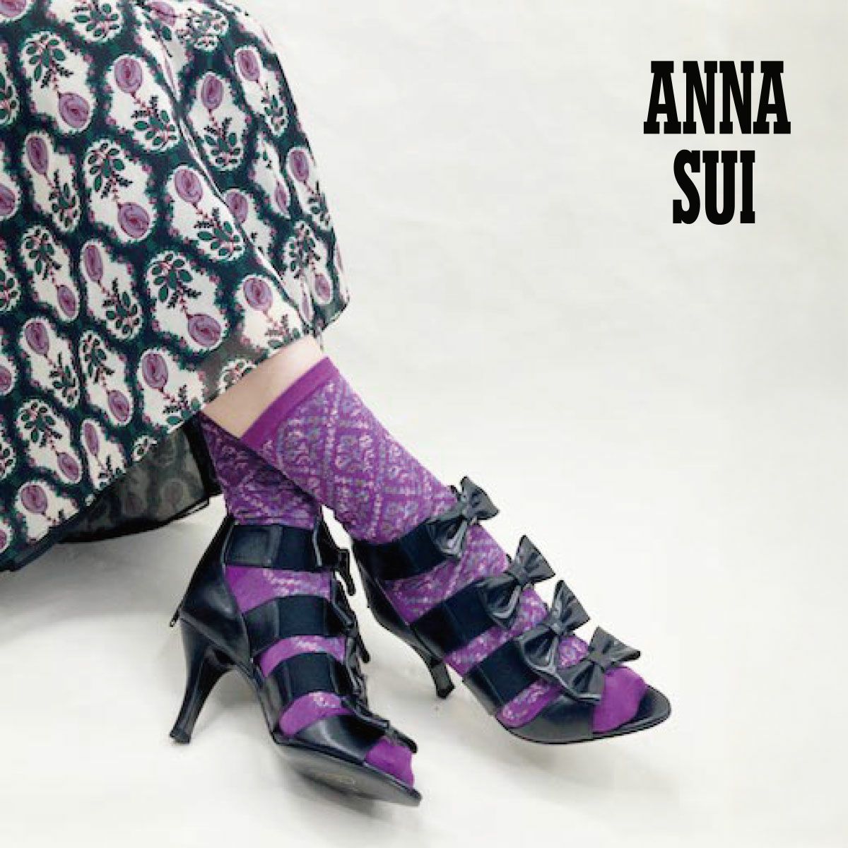 ANNA SUI(アナ スイ)】 靴下 フローラルダイヤモンド クルー丈 (3136