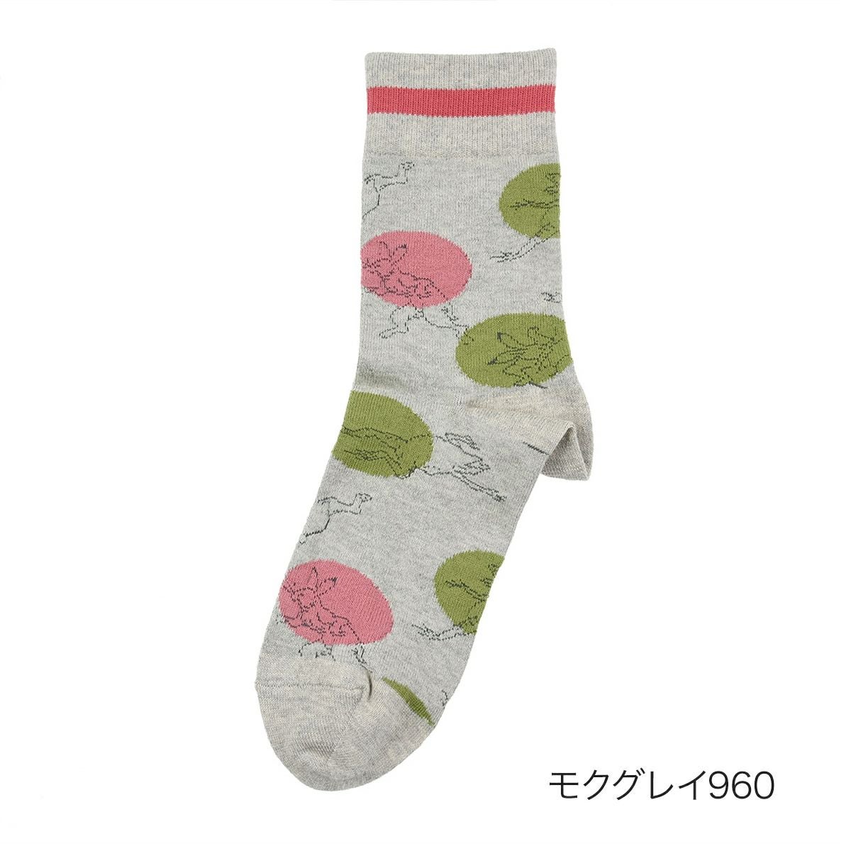 鳥獣戯画】 靴下 うさぎ柄 クルー丈 (3163-280) | 柄ソックス | 福助