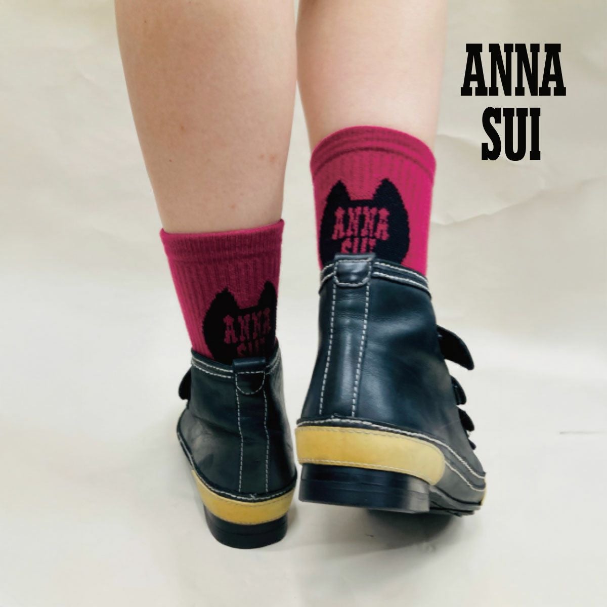 ANNA SUI(アナ スイ)】 靴下 バイカラー クルー丈 (3336-201) | 柄