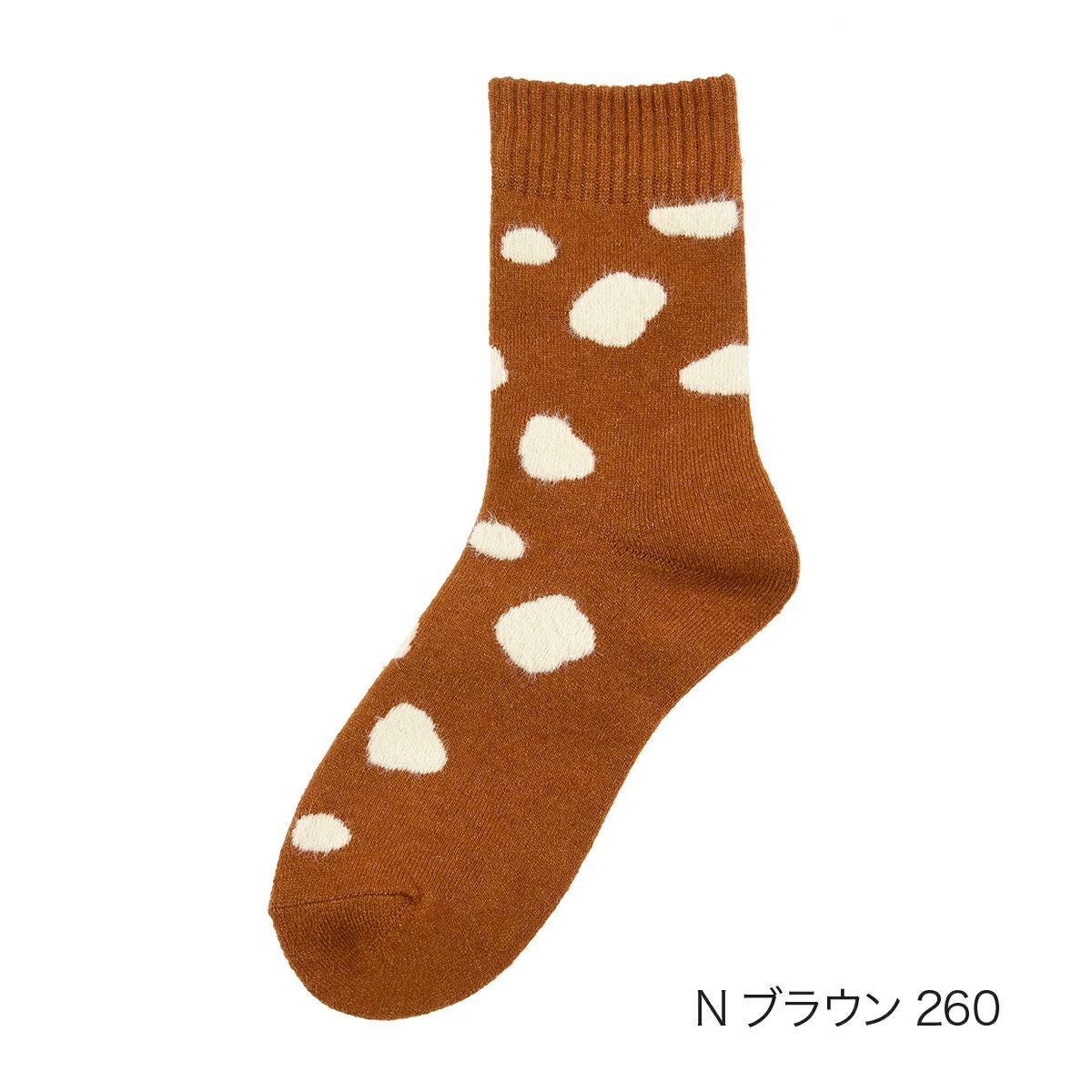 fukuske FUN(フクスケファン) ： あったか】 靴下 モヤモヤ柄 クルー丈