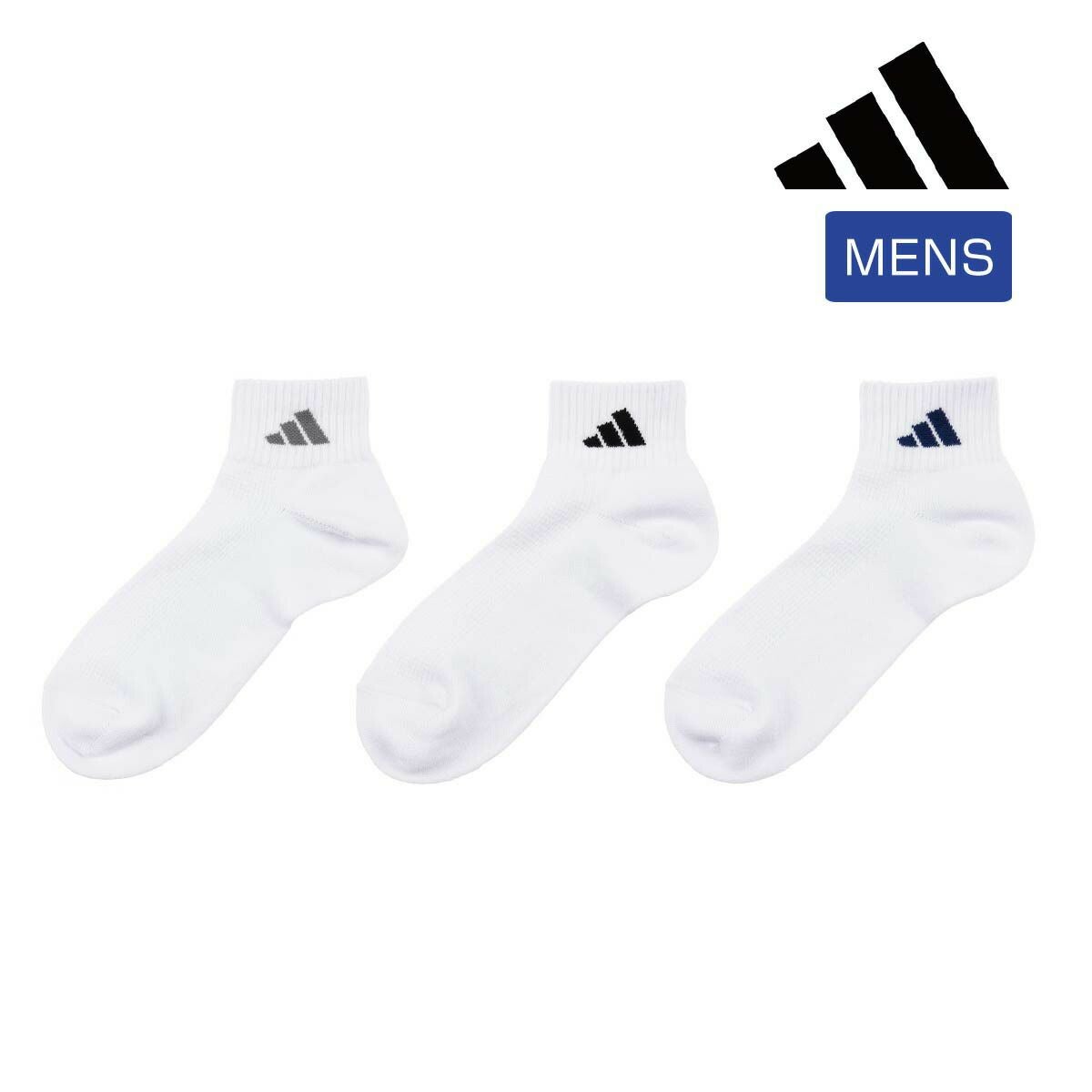 adidas(アディダス)】3足組 靴下 DEO 無地 ロゴ ショート丈 消臭 足の