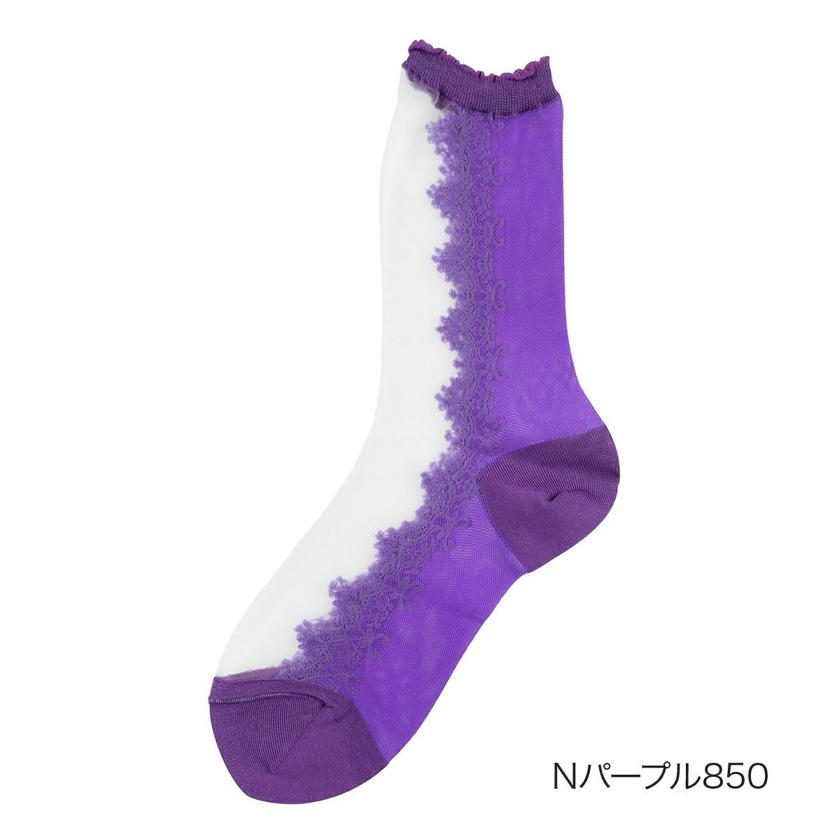 ANNA SUI(アナスイ)】 靴下 レース柄 クルー丈 テグス シアー素材 日本