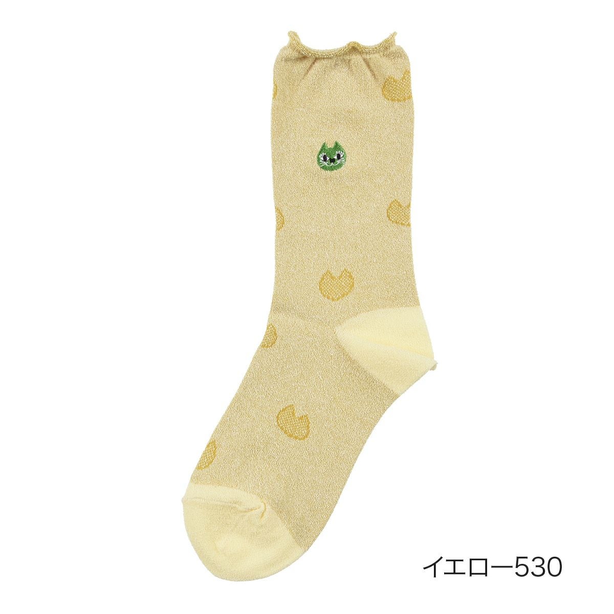 ANNA SUI(アナ スイ)】 靴下 ネコ総柄 ティティ 刺しゅう クルー丈