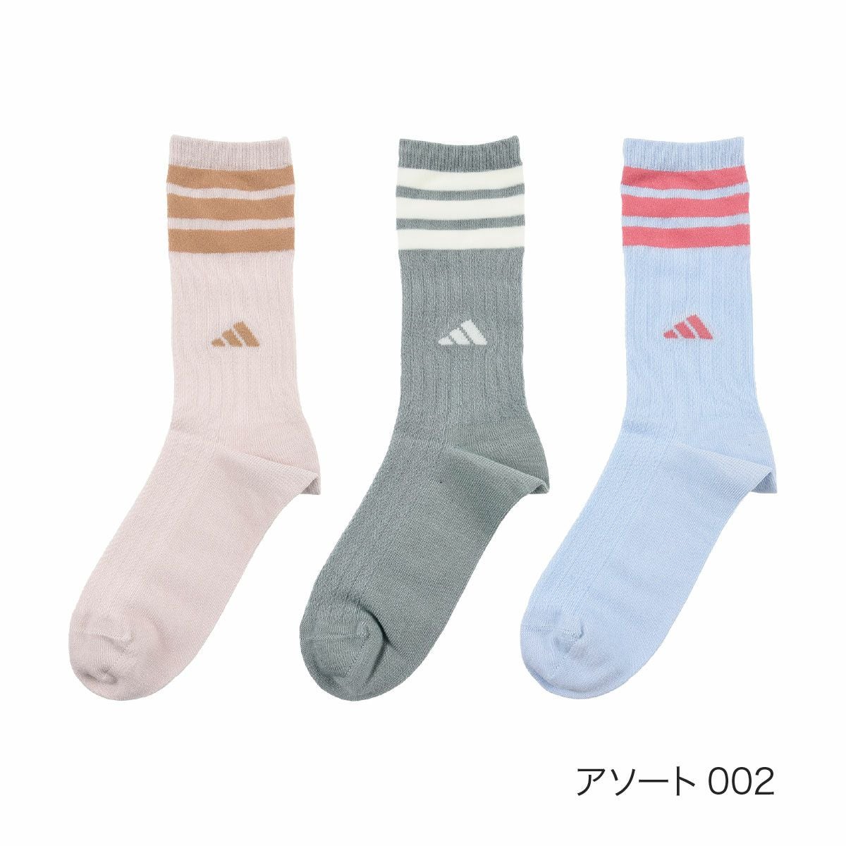 adidas(アディダス)】3足組 靴下 ワンポイント 3本ライン クルー丈