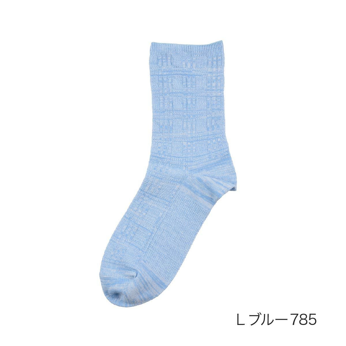 FUKURASHI(ふくらし)】 靴下 チェック柄 ゆるピ丈 DRY素材 足底鹿の子