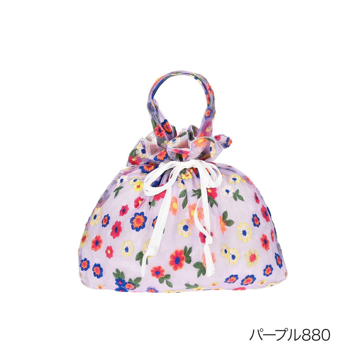 fukuske(ドットフクスケ)】 バッグ カラフルフラワー柄 巾着タイプ