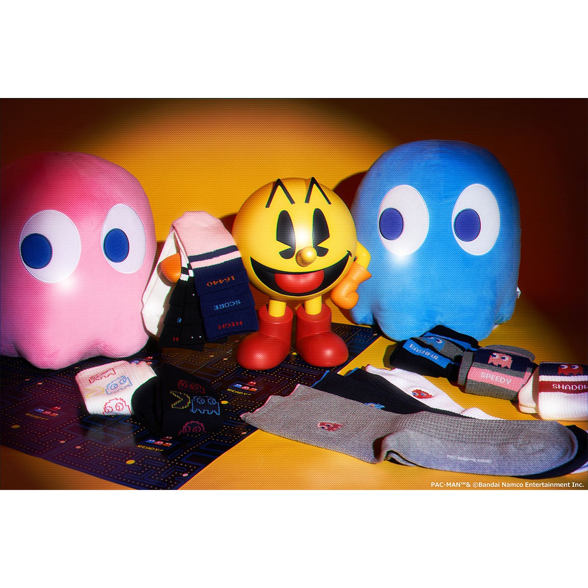PAC MAN(パックマン)】 靴下 ゴースト柄 クルー丈 アメリブ 足底パイル