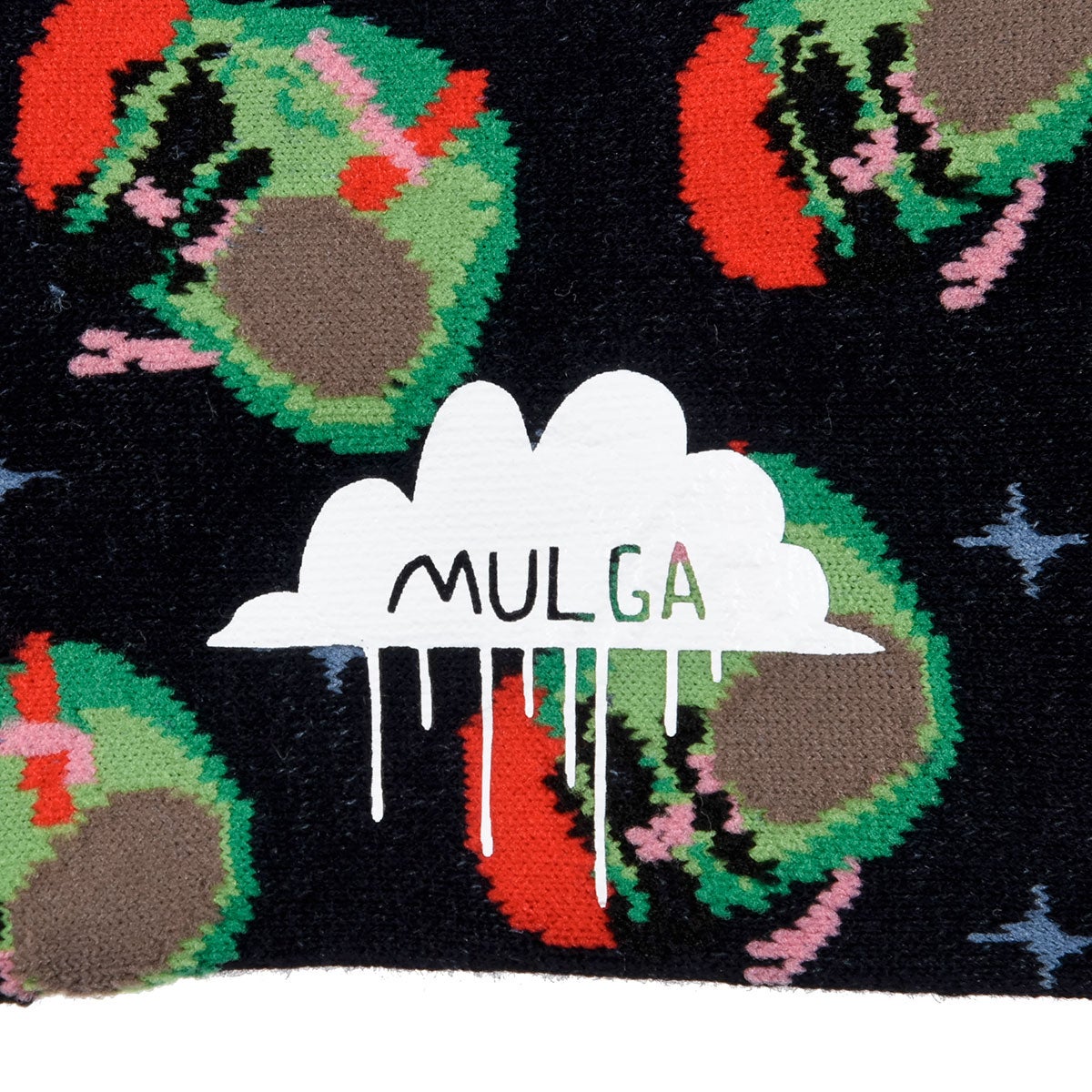 靴下類衣服 MULGA THE ARTIST】 靴下 アボカド 総柄 クルー丈 25-27cm 足裏転写