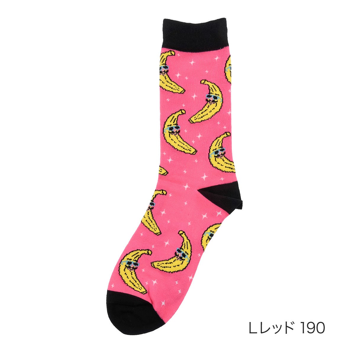 MULGA THE ARTIST】 靴下 バナナ 総柄 クルー丈 25-27cm 足裏転写ロゴ