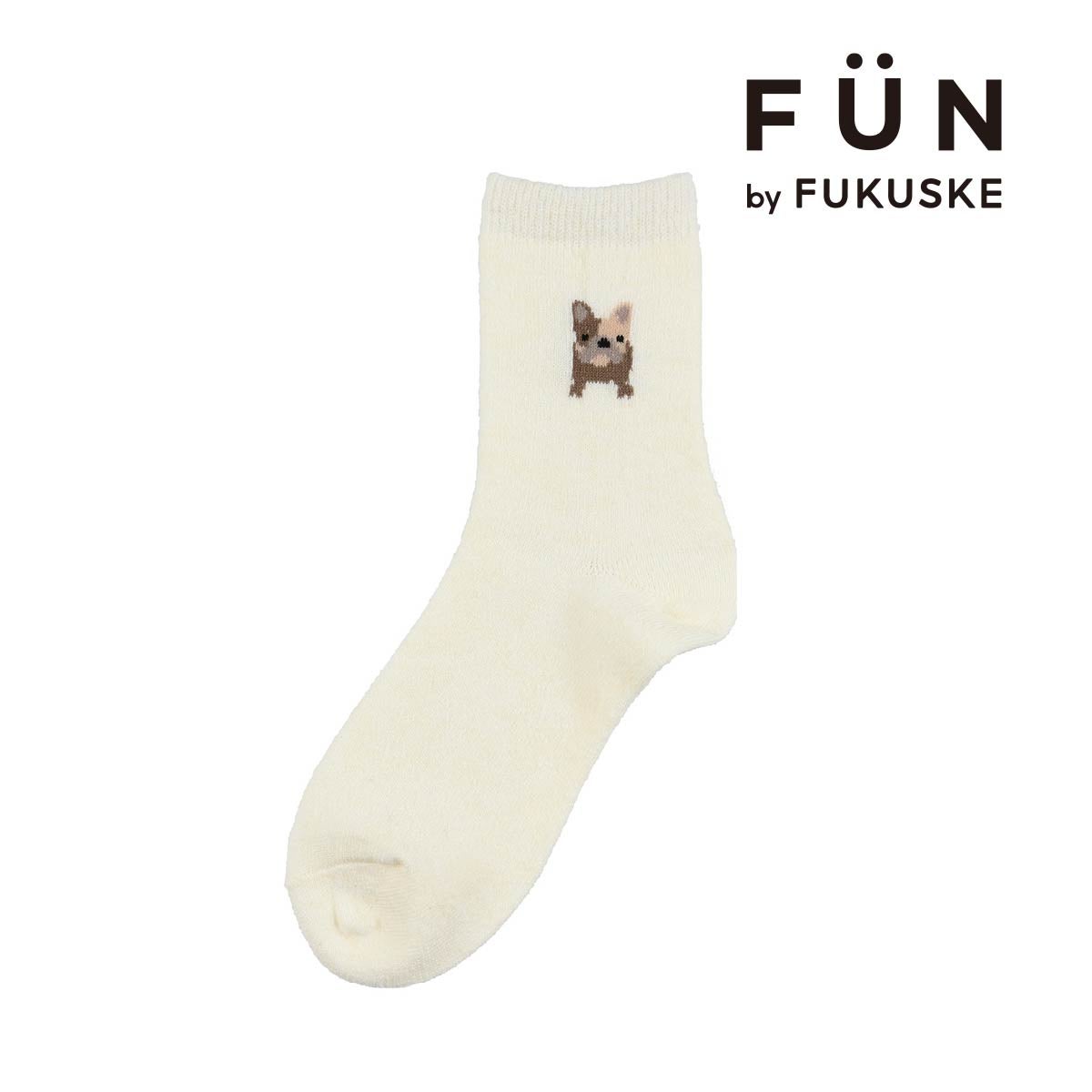 fukuskeFUN(フクスケファン)】 靴下 無地 ワンポイント クルー丈