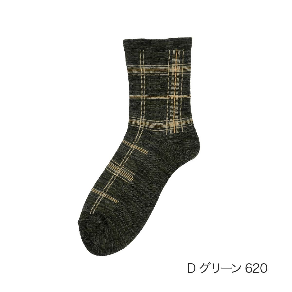 チェックの靴下 ふくらし】 靴下 チェック柄 クルー丈 底パイル くちゴムなし(37814W